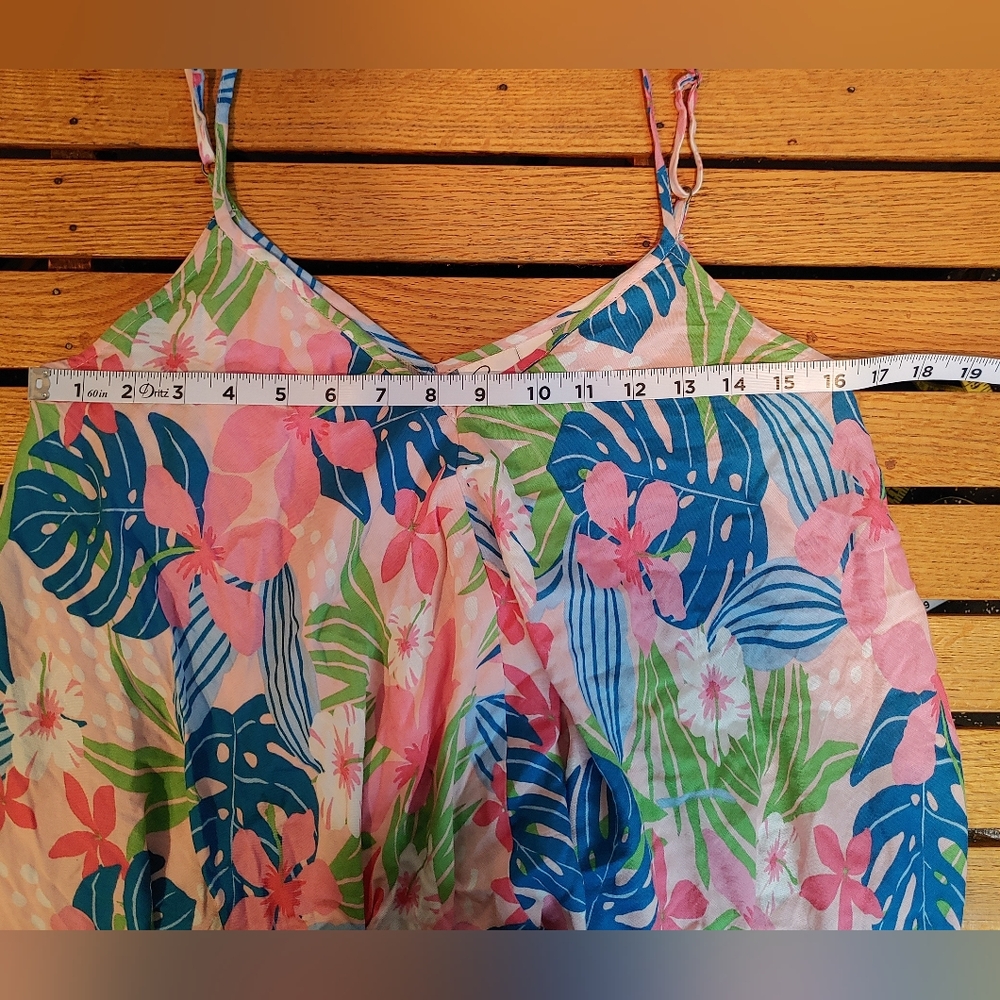 Goa Beachwear By Japan Multicolor Floral Cover Up With Spaghetti Straps Size L - Picture 12 of 12